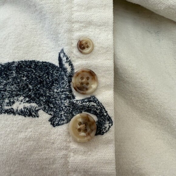 Vtg Eddie Bauer AOP Flannel Shirt Mens Large Wild Life Graphic Ivory Long Sleeve - Picture 12 of 13